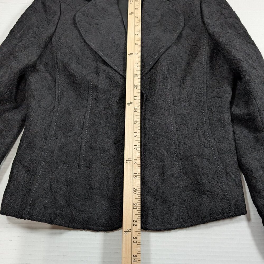 Ann Taylor Brocade Jacket Womens 6P black Wool Blend - Picture 2 of 10